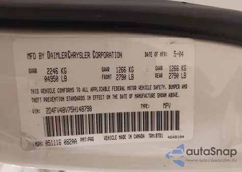 2005 Dodge Magnum Se z USA, uszkodzony, nr VIN 2D4FV48V75H148798